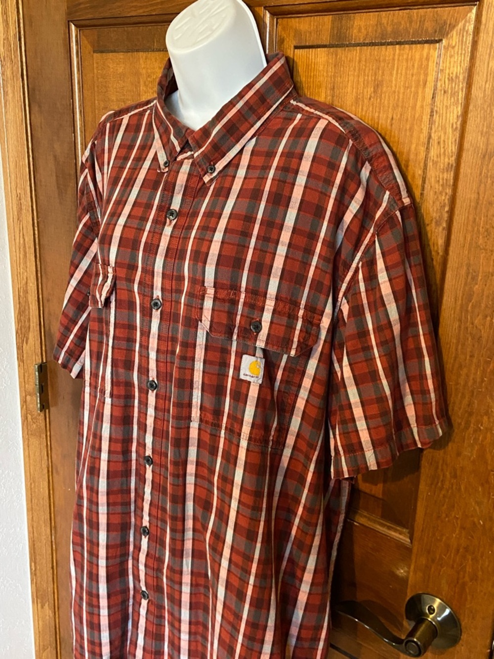 Carhartt Plaid Loose Fit Short Sleeve Button Down Size 2XL Western Rodeo